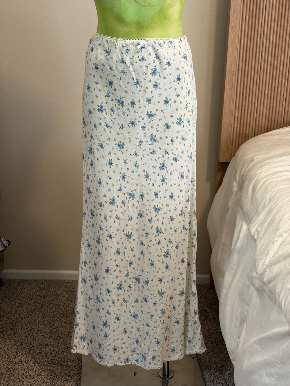 wild fable White Maxi Slip Skirt with Blue Floral Print